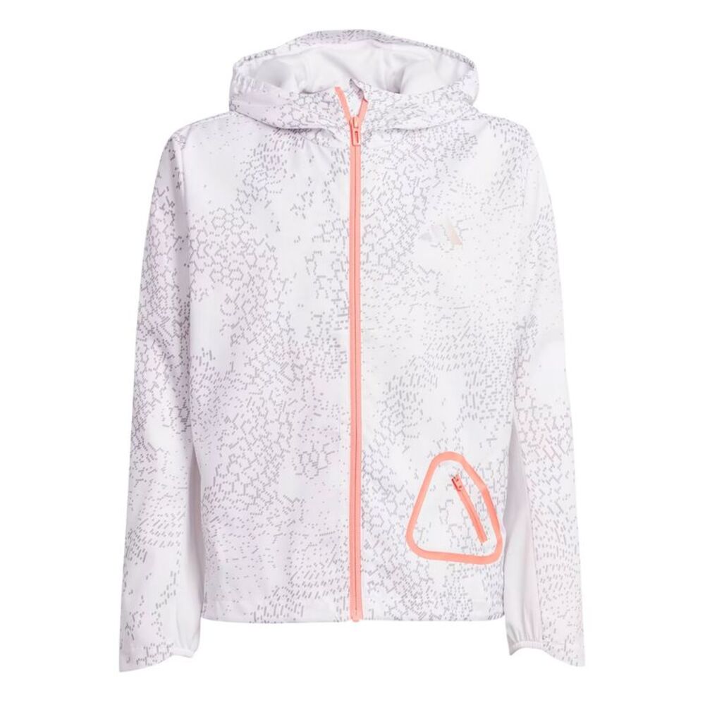Adidas Childrens/Kids Printed Windbreaker / White/Light Grey Solid/Reflective